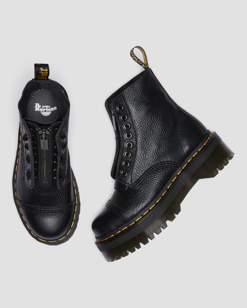 Women's Dr Martens Sinclair Milled Nappa Leather Platform Boots Black | AU 259FDN